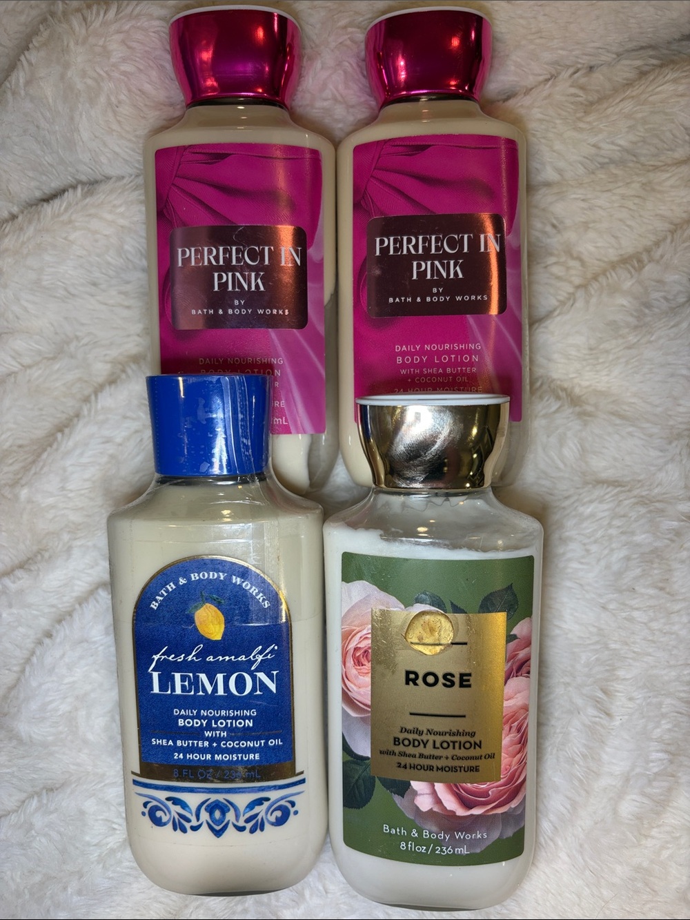 Bath & Body Works Body Lotions Bundle - Pink, Blue, Gold, Green